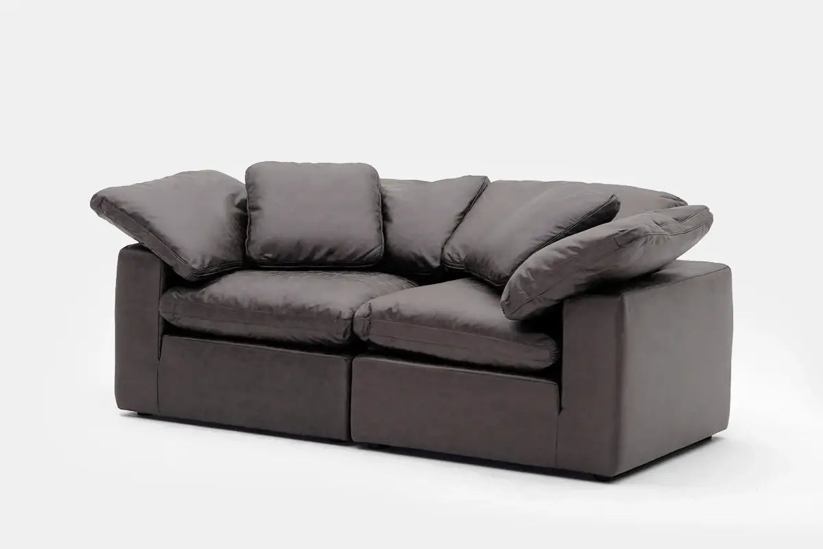 2 Cube Loveseat in Alpine Steel Vegan Leather-Soulfa Home