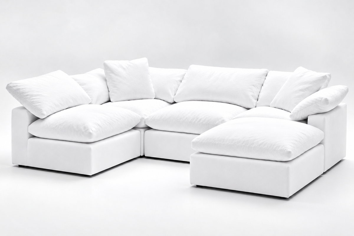 5-Cube Modular U-Sofa Armless & Ottoman Chaise Soulfa Home