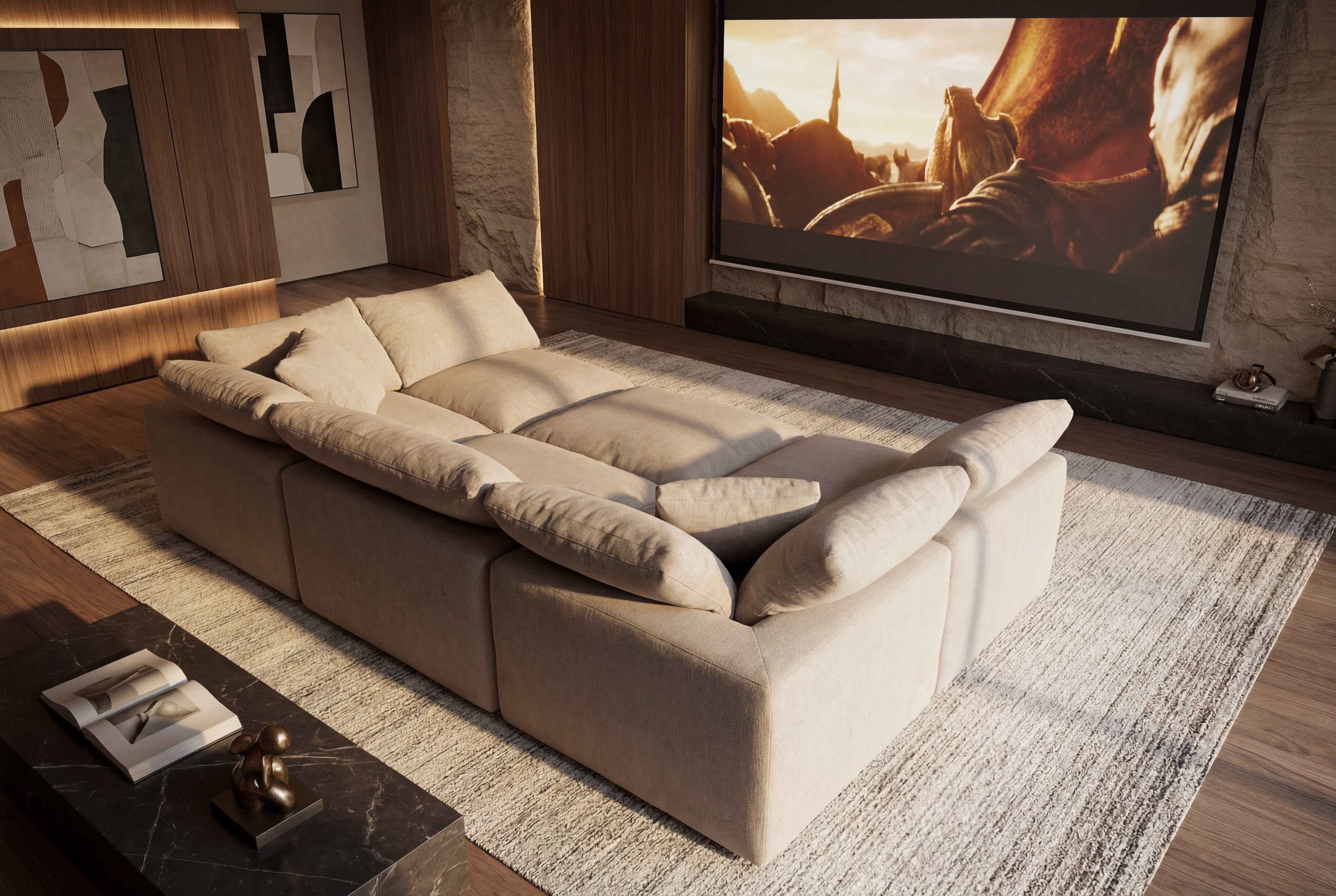6-Cube Movie Pit Couch or L-Sectional - Charcoal Soulfa Home