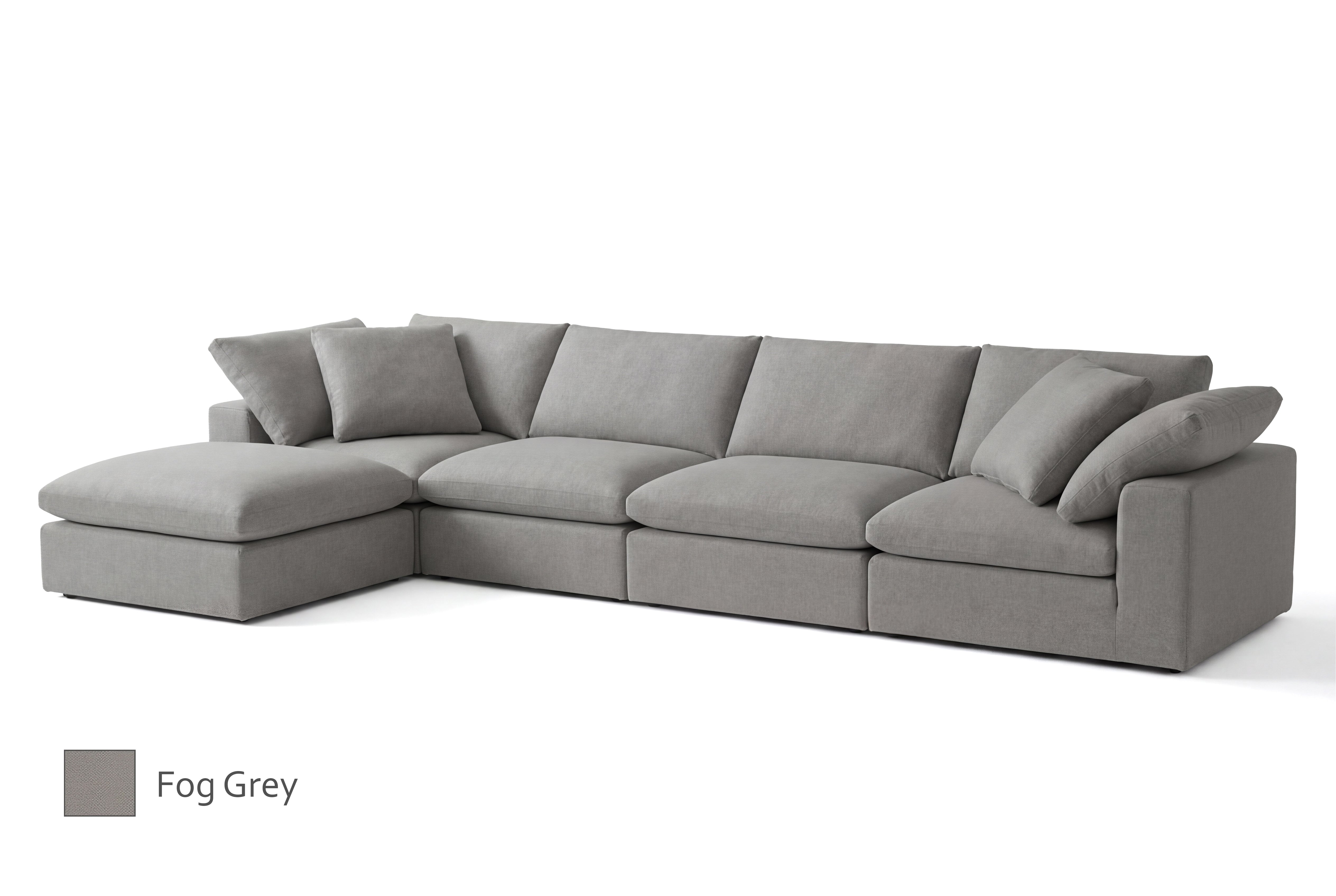5-Cube Ottoman Chaise Sectional Soulfa Home 38" Fog Grey NO