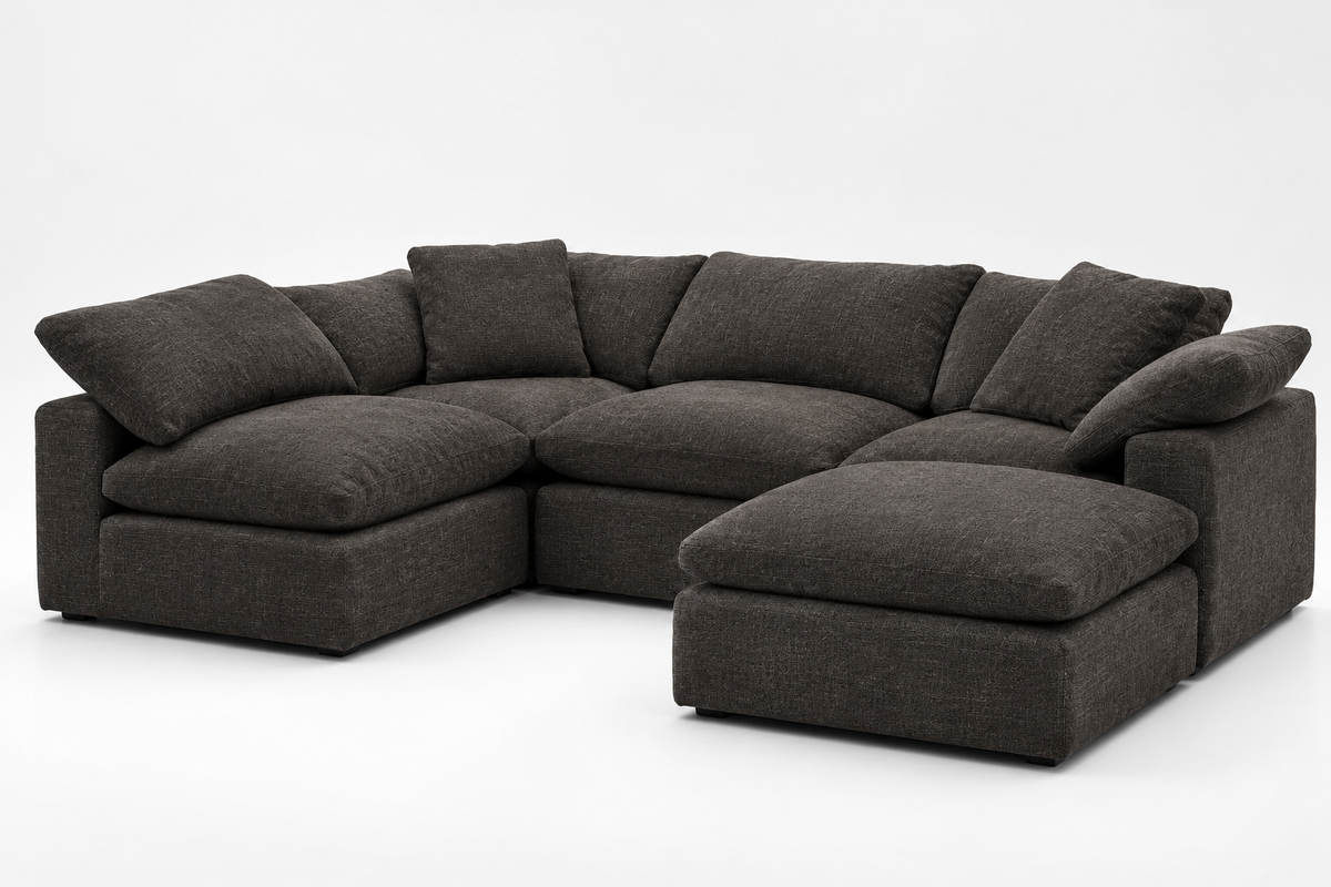 5-Cube Modular U-Sofa Armless & Ottoman Chaise Soulfa Home 38" <b>NEW</b> Espresso NO