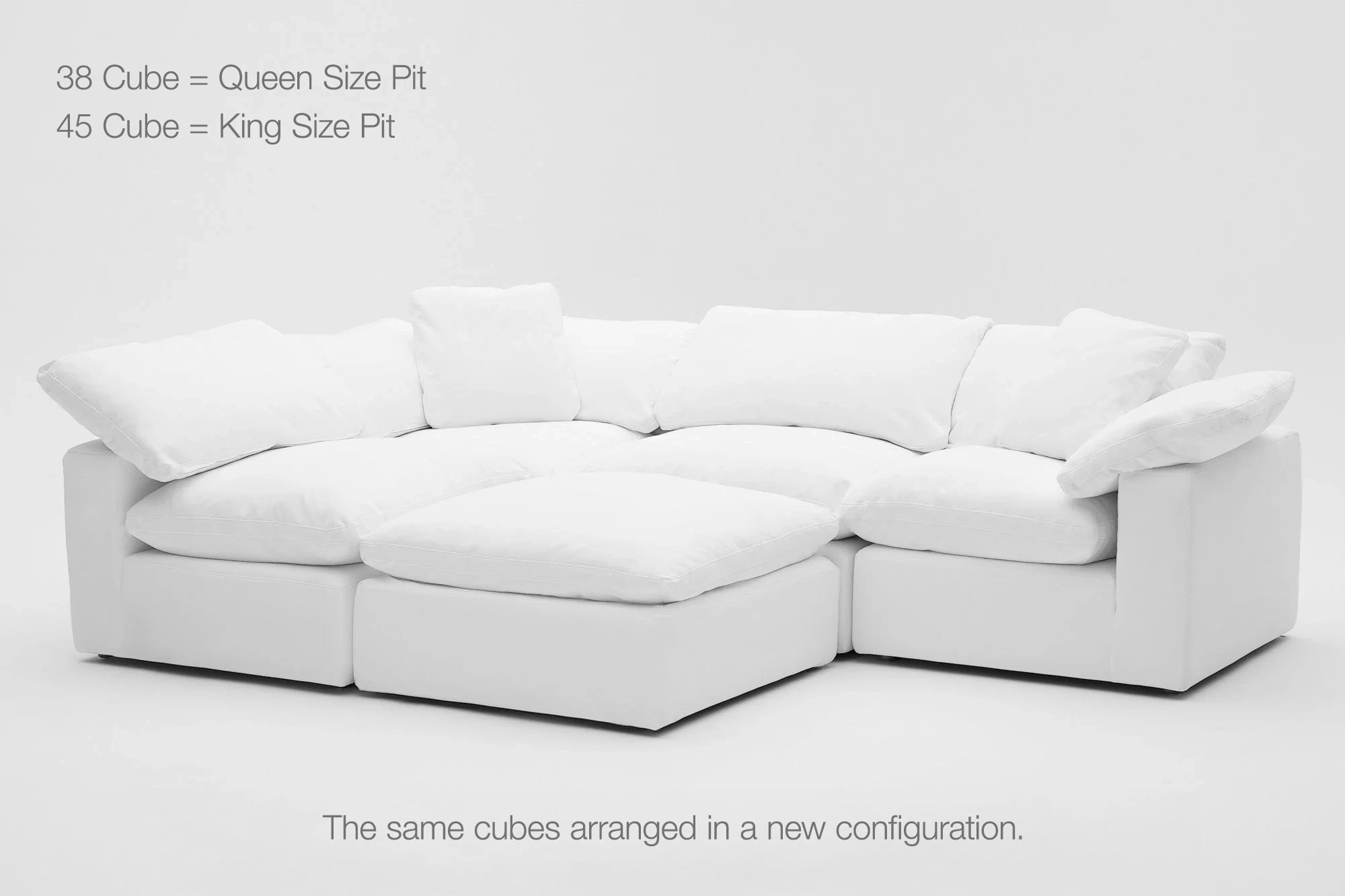 Soulfa 5-Cube Cloud Couch in white, modular, non-toxic, stain resistant, washable, sectional sofa converts to movie pit