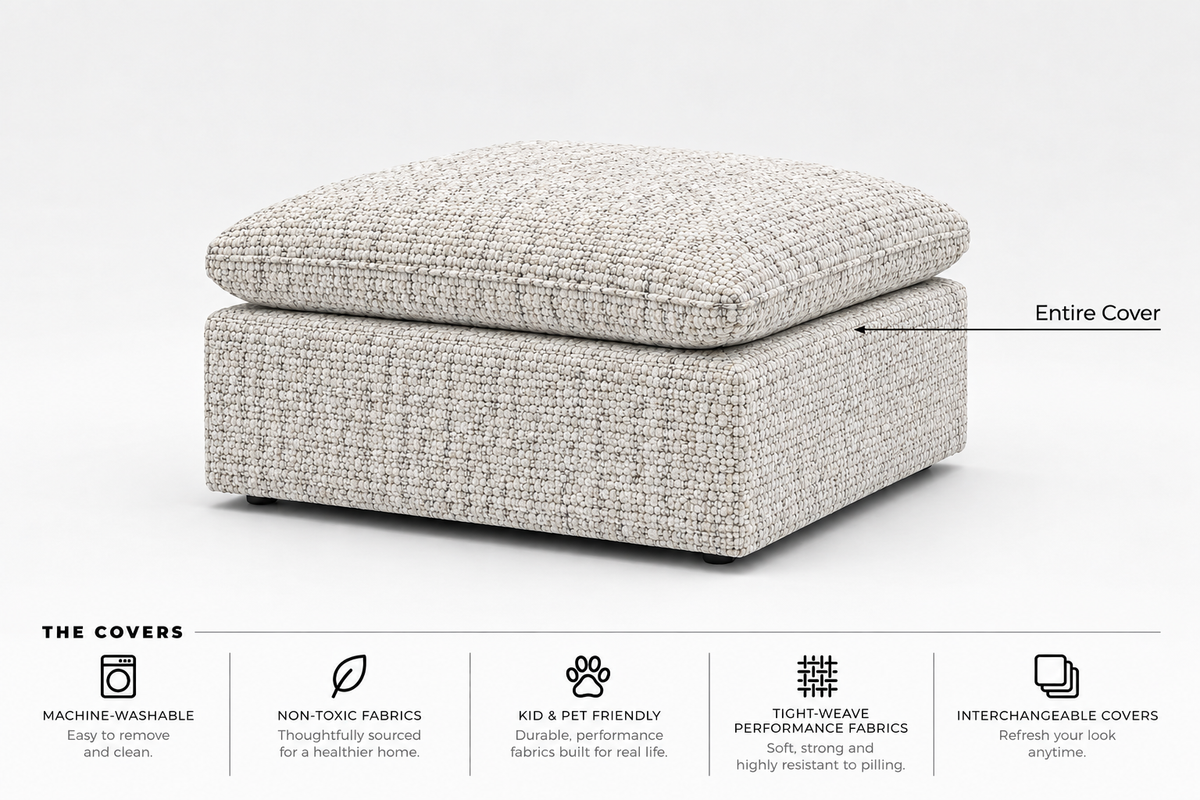 Ottoman Covers Modular Cubes Soulfa Home 38" Ottoman Entire Cover <b>NEW</b> White Haven
