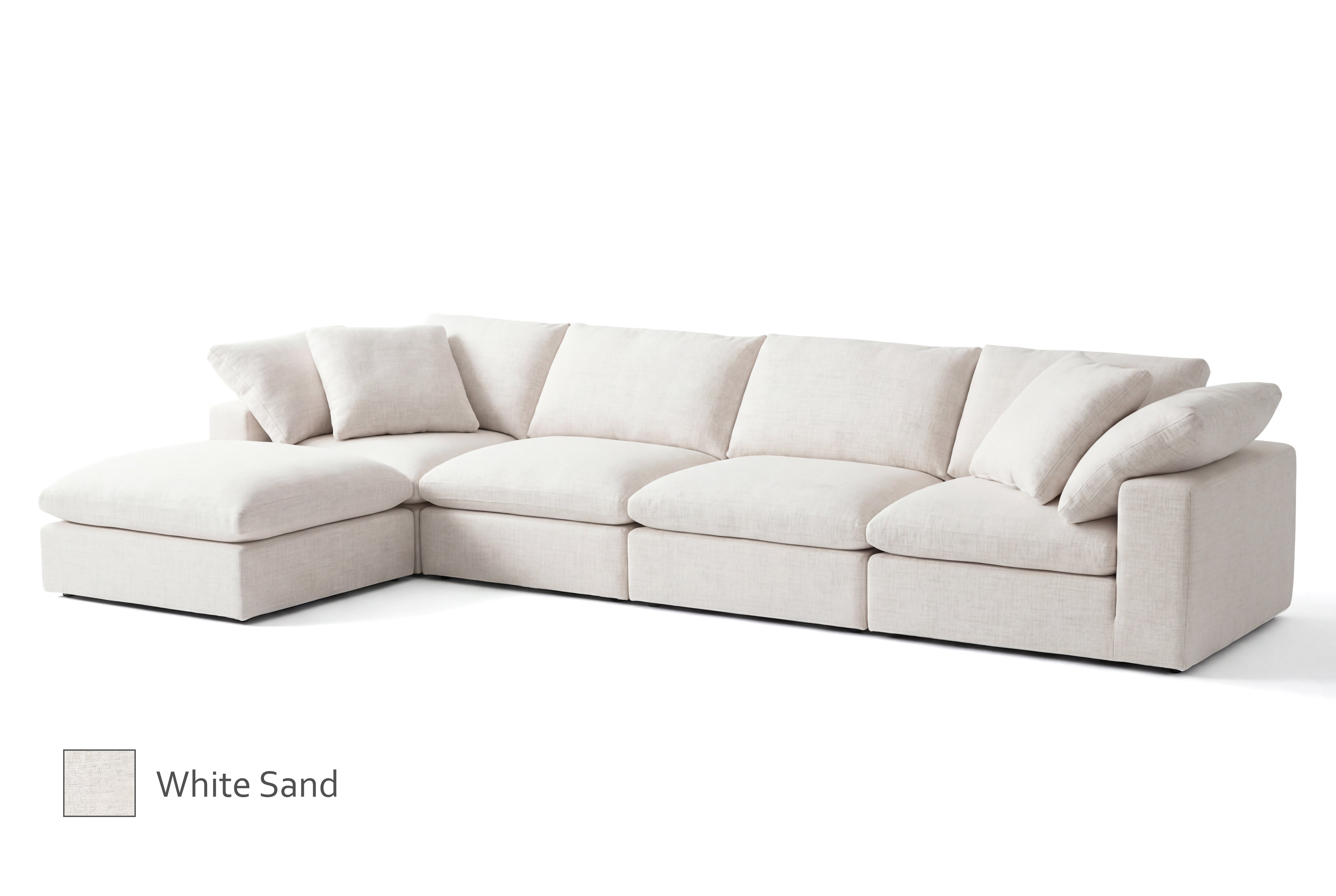 5-Cube Ottoman Chaise Sectional Soulfa Home 38" <b>NEW</b> White Sand NO