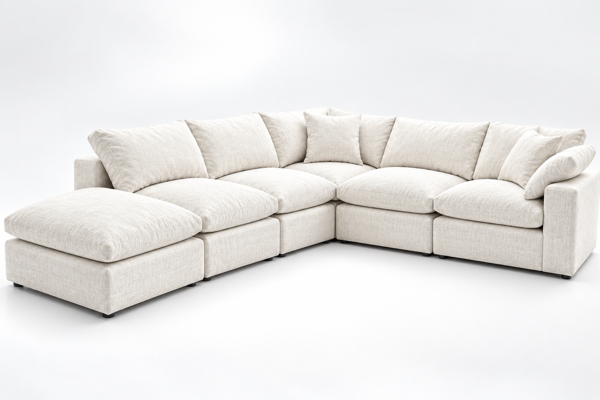 6-Cube Large Sectional or Movie Pit Soulfa Home 38" White Sand NO