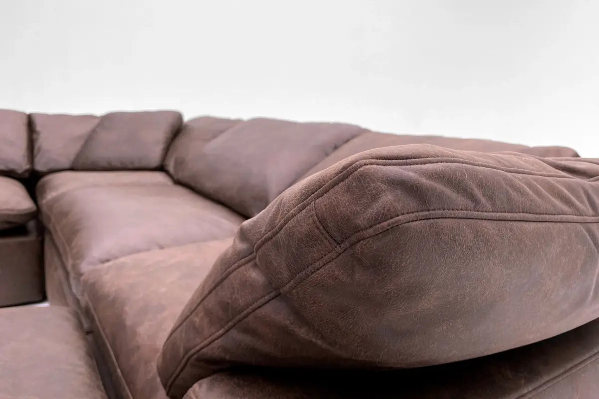 2 Cube Loveseat in Roasted Chestnut Vegan Leather-Soulfa Home