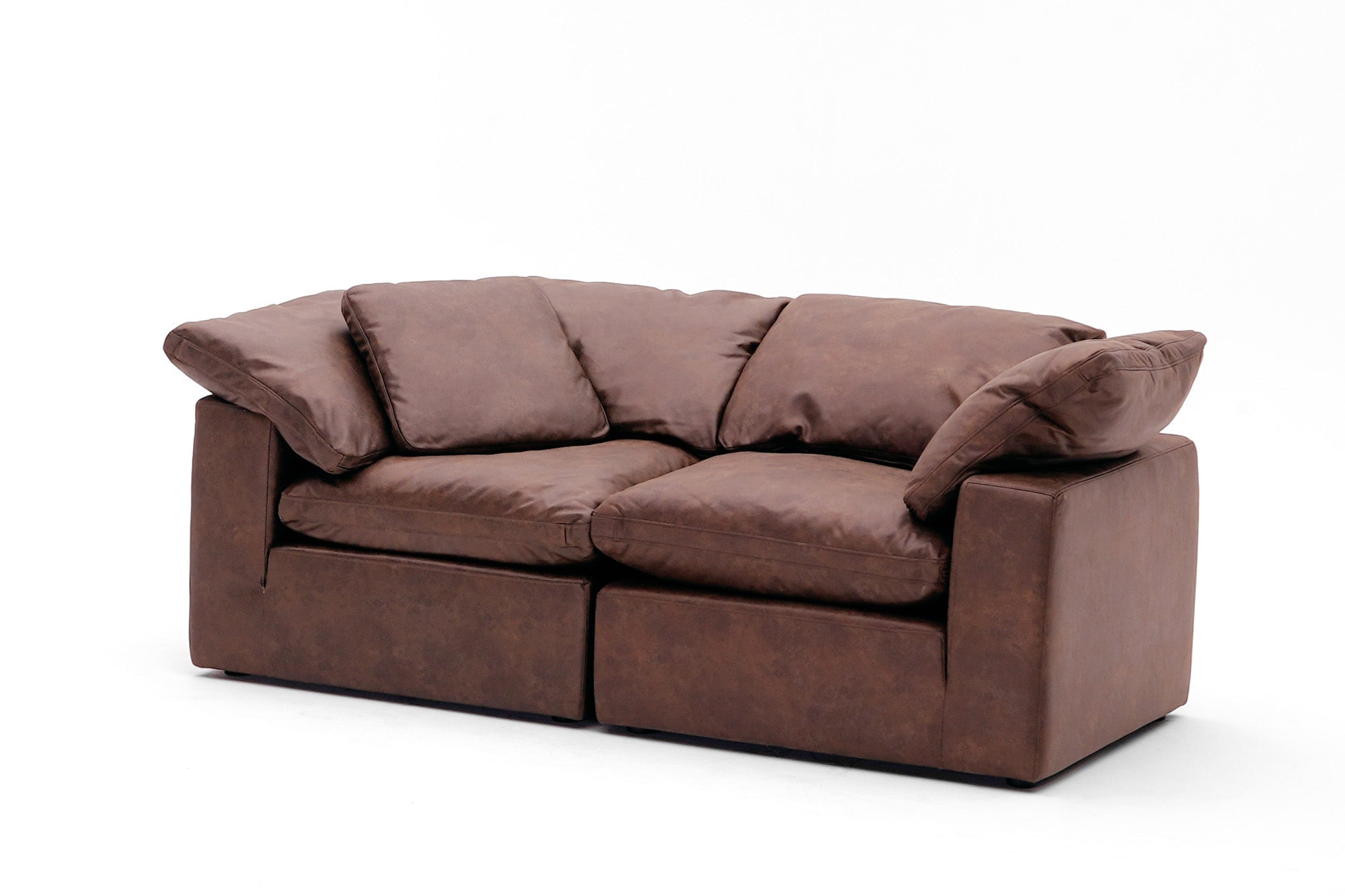 2 Cube Soulfa Loveseat - Roasted Chestnut Leather Modular Cubes Soulfa Home 38" Roasted Chestnut Leather NO