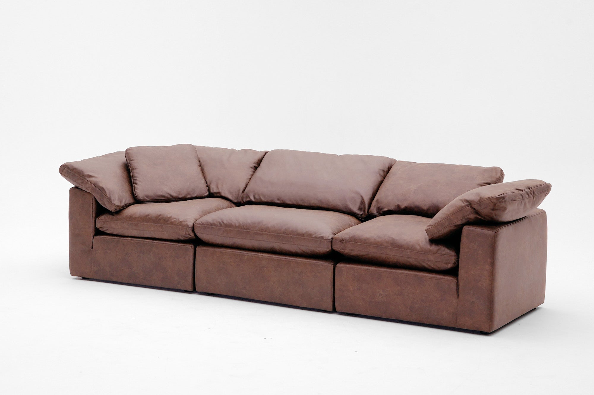 3 Cube Soulfa Couch- Roasted Chestnut Leather Modular Cubes Soulfa Home 38" Roasted Chestnut Leather NO