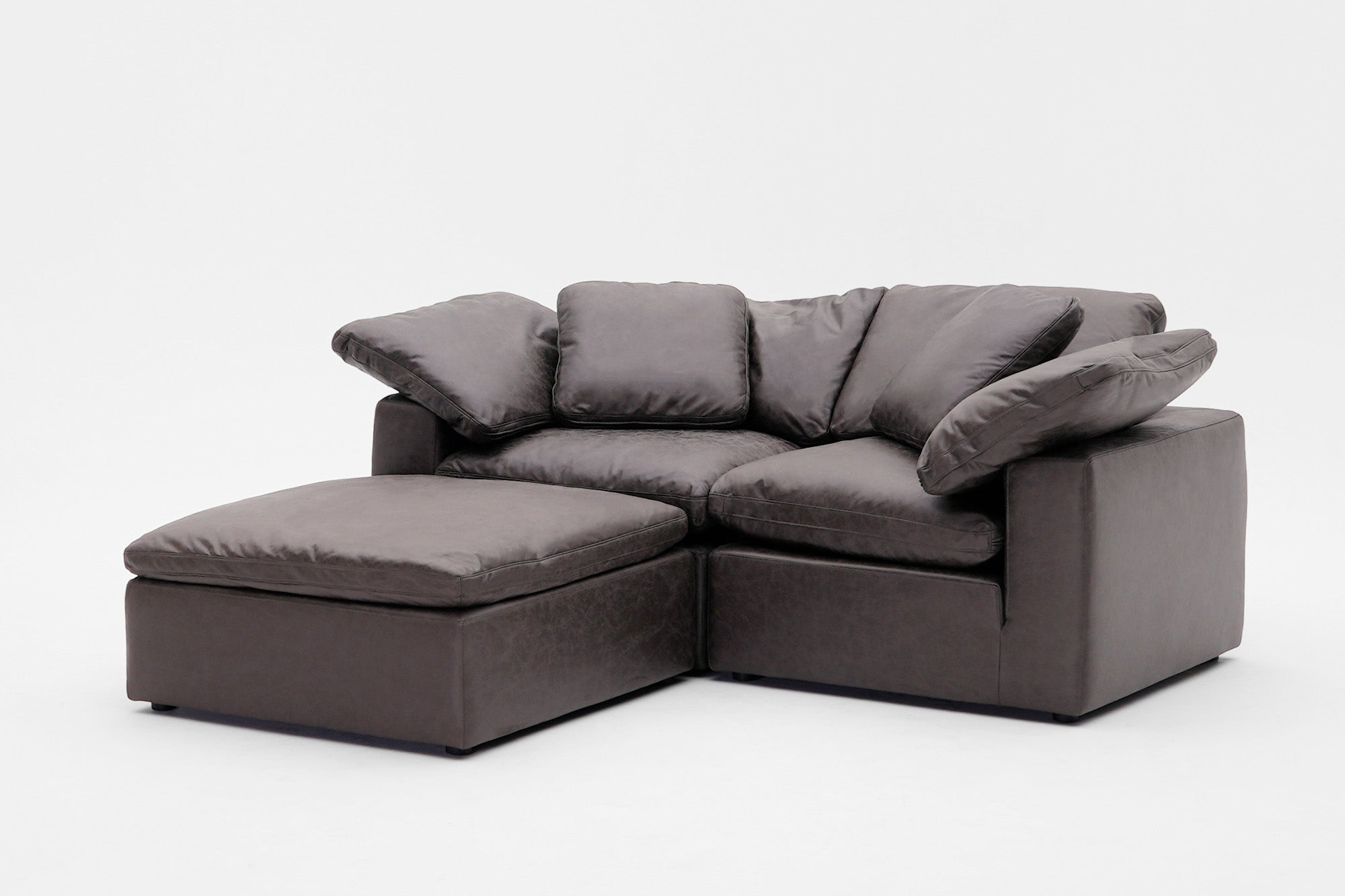 3-Cube Soulfa Loveseat Chaise - Alpine Leather Modular Cubes Soulfa Home 38" Alpine Steel Leather NO