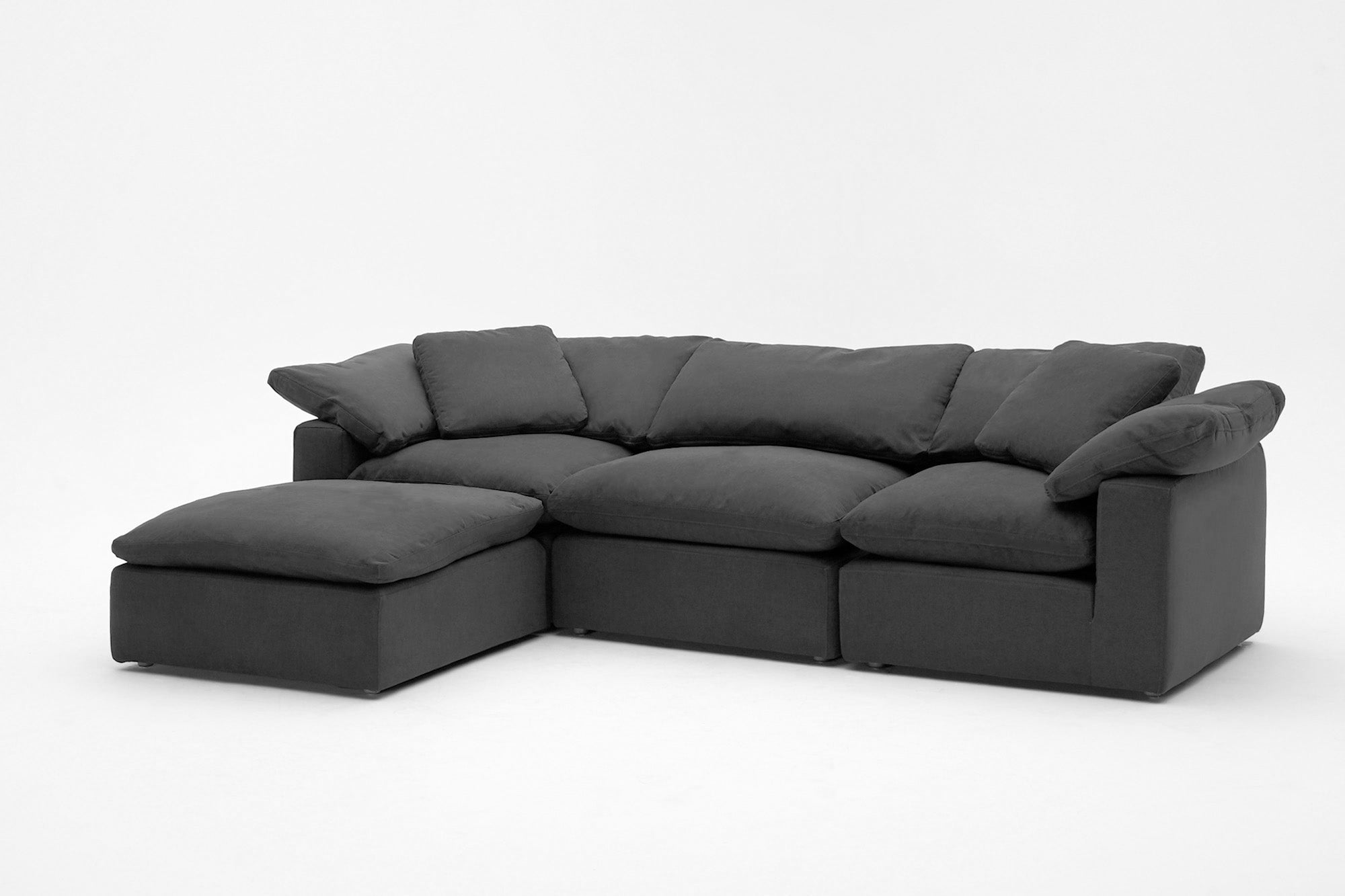 Soulfa 4-Cube Cloud Couch in charcoal, modular sectional sofa chaise, non-toxic, stain resistant, washable