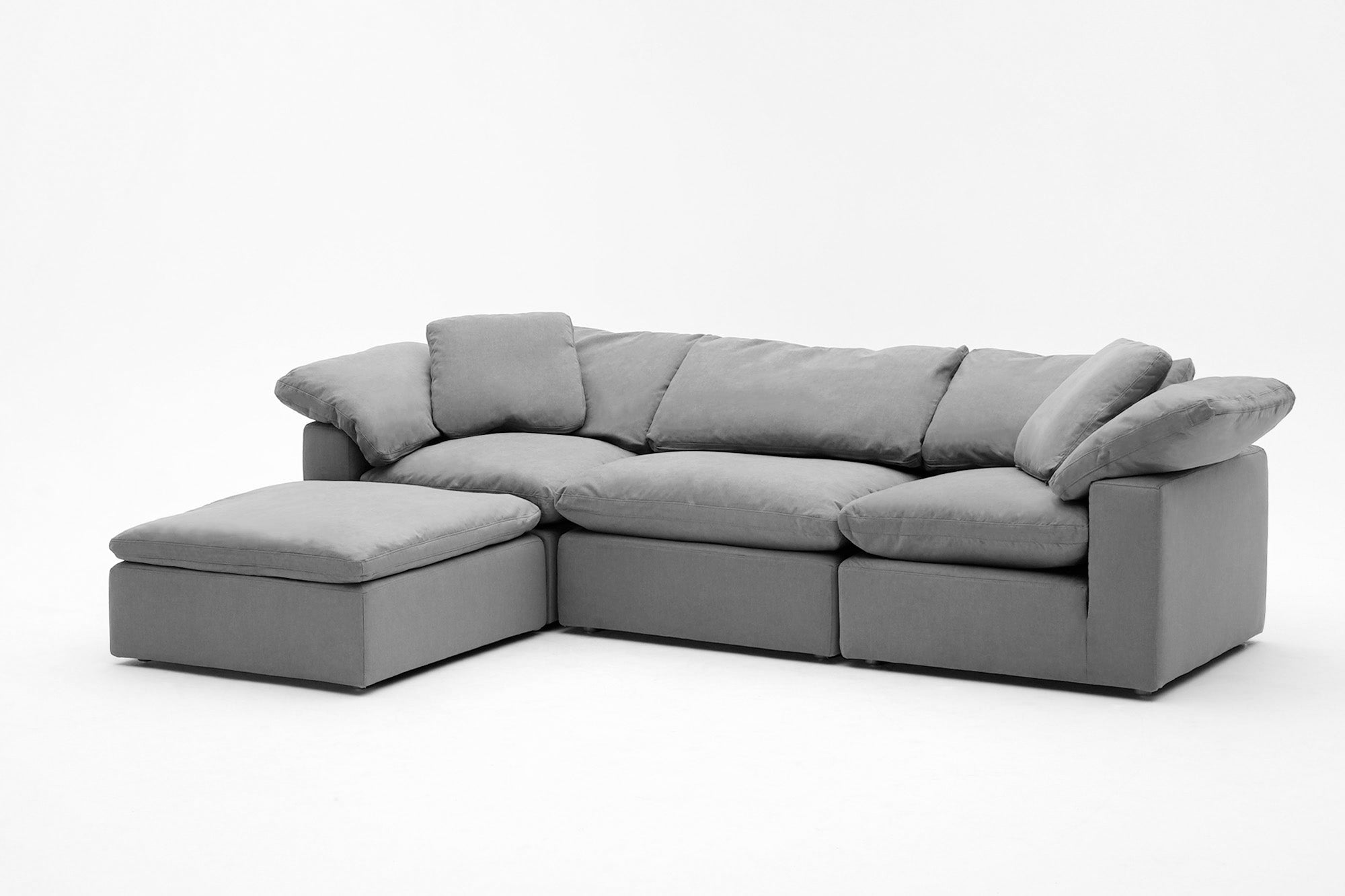 Soulfa 4-Cube Cloud Couch in fog grey, modular sectional sofa chaise, non-toxic, stain resistant, washable