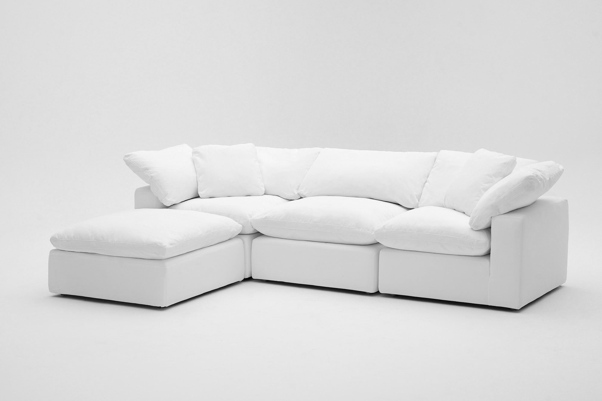 Soulfa 4-Cube Cloud Couch in white, modular sectional sofa chaise, non-toxic, stain resistant, washable