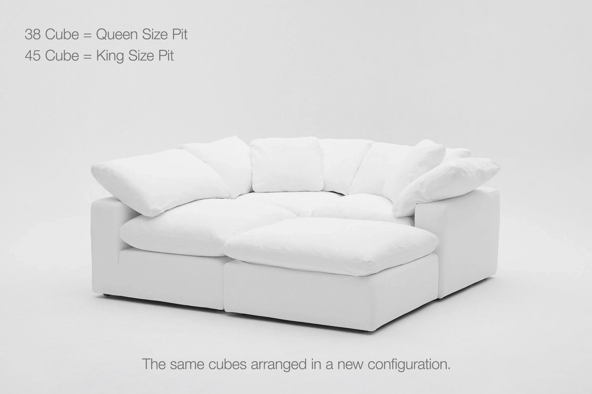 Soulfa 4-Cube Movie Pit Cloud Couch in white, modular sectional sofa chaise, non-toxic, stain resistant, washable