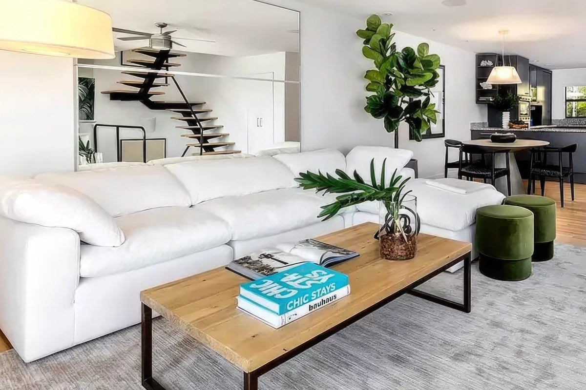 Soulfa 4-Cube Cloud Couch in white, modular sectional sofa chaise, non-toxic, stain resistant, washable