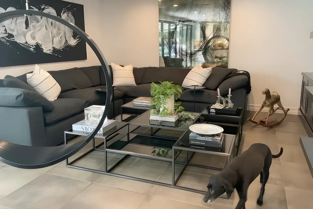 5-Cube L-Sectional Corner Couch - Charcoal Soulfa Home