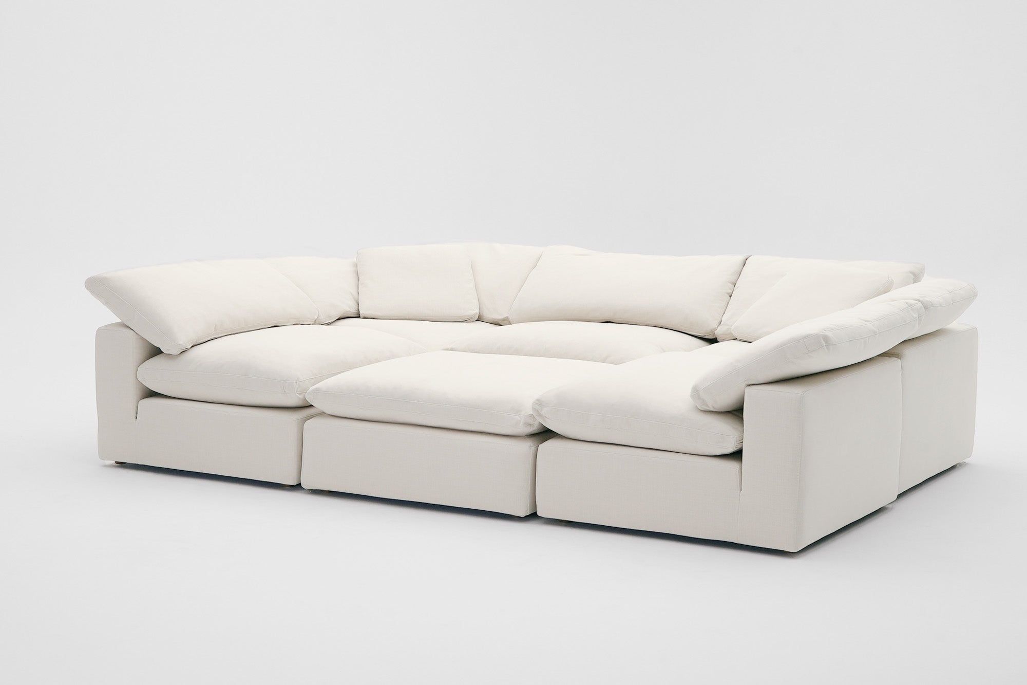 Soulfa 6-Cube Movie Pit or Sectional Cloud Couch in natural linen, modular, non-toxic, stain resistant, washable