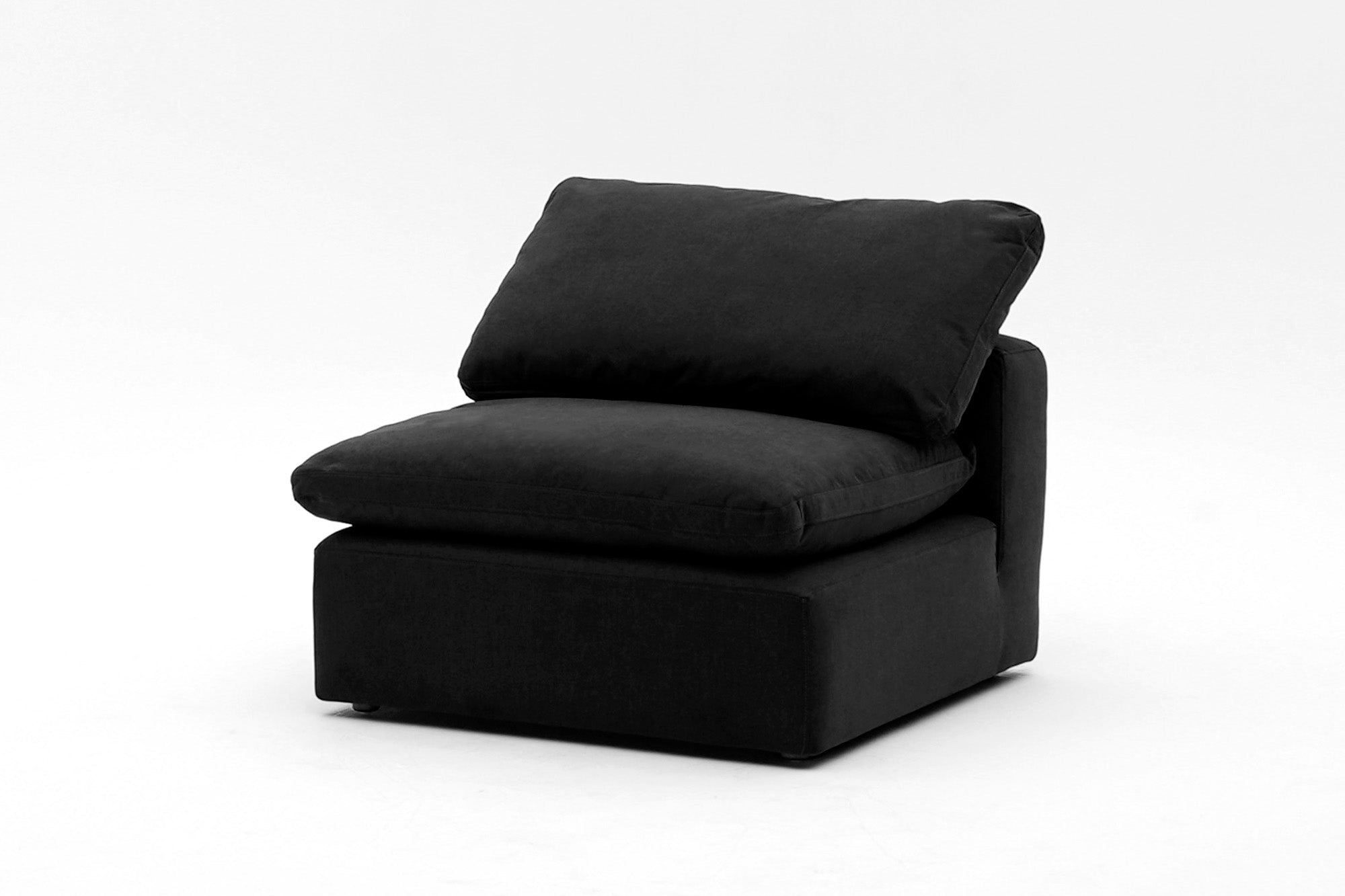 Soulfa Armless Cube Cloud Couch, black velvet, modular sectional sofa chaise, non-toxic, stain resistant, washable