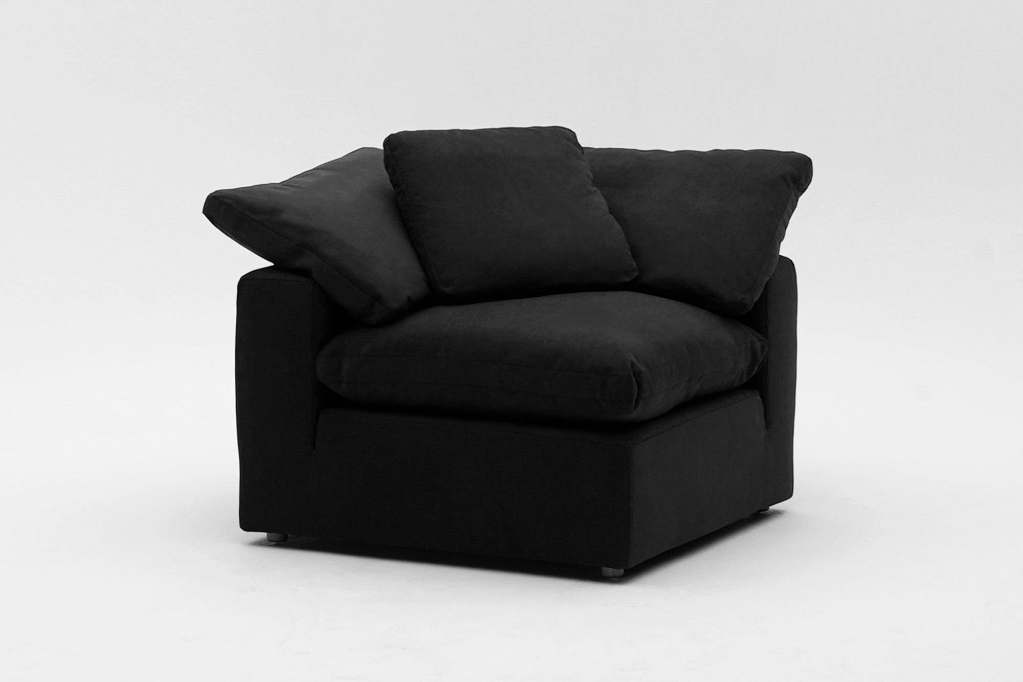 Soulfa Corner Cube Cloud Couch, black velvet, modular sectional sofa chaise, non-toxic, stain resistant, washable