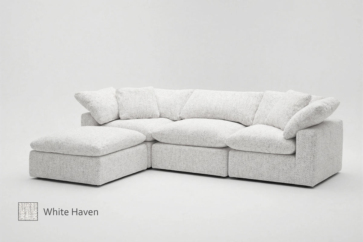 4-Cube Modular Chaise Sectional Modular Cubes Soulfa Home 38" <b>NEW</b> White Haven NO