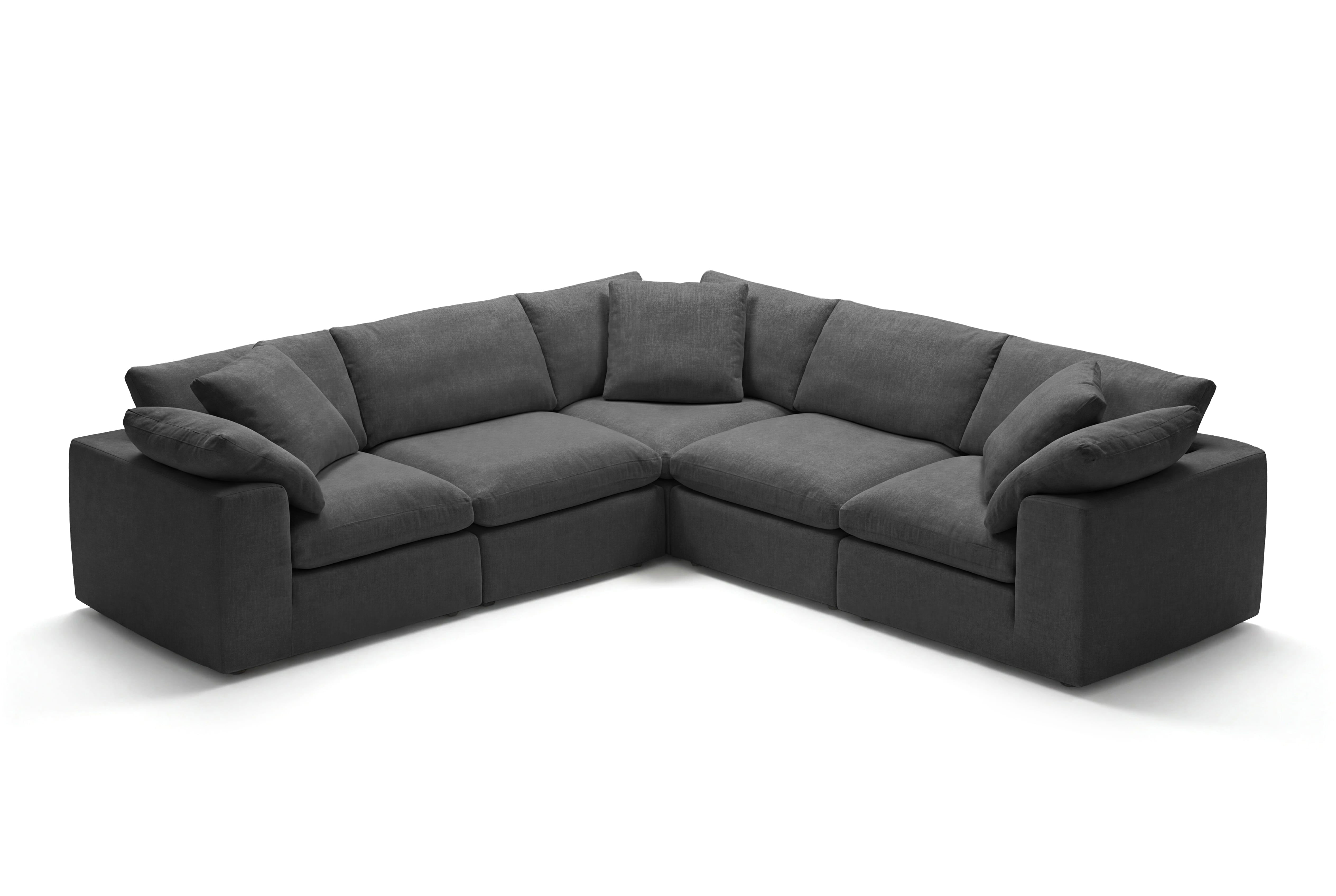 5-Cube L-Sectional Corner Couch - Charcoal Soulfa Home 38" Charcoal NO