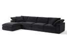 5-Cube Couch w/ Ottoman Chaise - Black Velvet Soulfa Home 38" Black Velvet NO