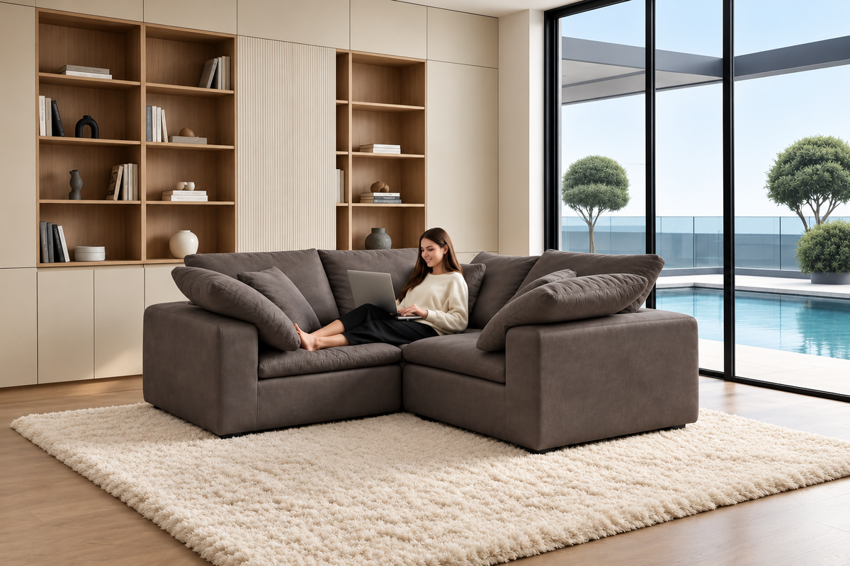 3-Cube Soulfa Cozy Sectional - Alpine Leather Modular Cubes Soulfa Home