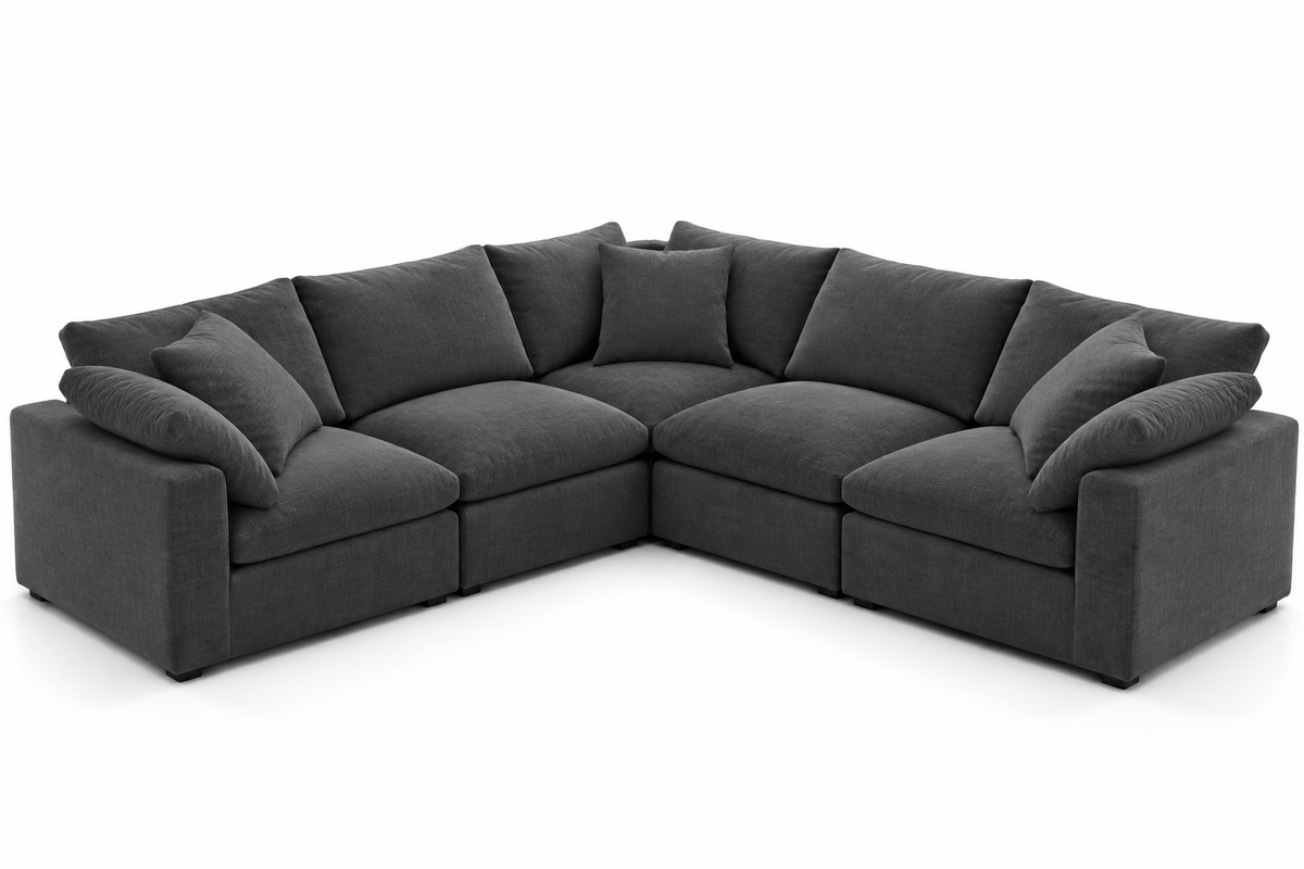 5-Cube Corner L-Sectional Soulfa Home 38" Charcoal NO