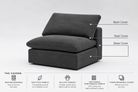 Armless Covers Modular Cubes Soulfa Home 38" Armless Back Cover Charcoal