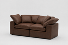 2 Cube Soulfa Loveseat - Chestnut Leather Modular Cubes Soulfa Home 38" Roasted Chestnut Leather NO