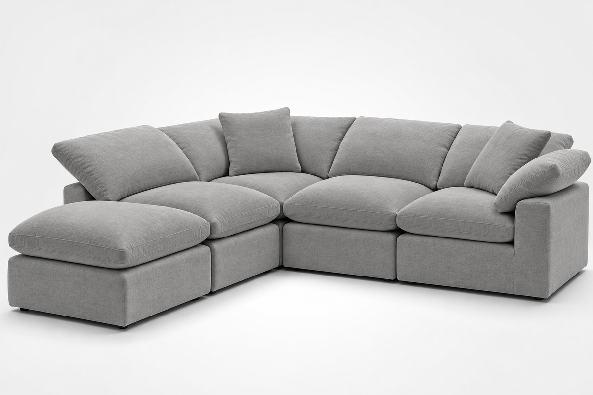 MOST POPULAR - 5-Cube Modular L-Sectional Sofa Soulfa Home 38" Fog Grey NO
