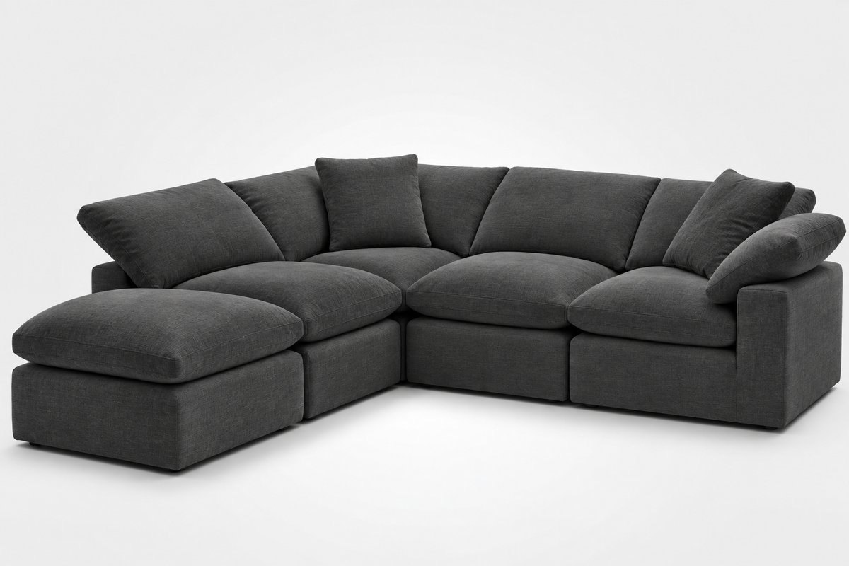 MOST POPULAR - 5-Cube Modular L-Sectional Sofa Soulfa Home 38" Charcoal NO