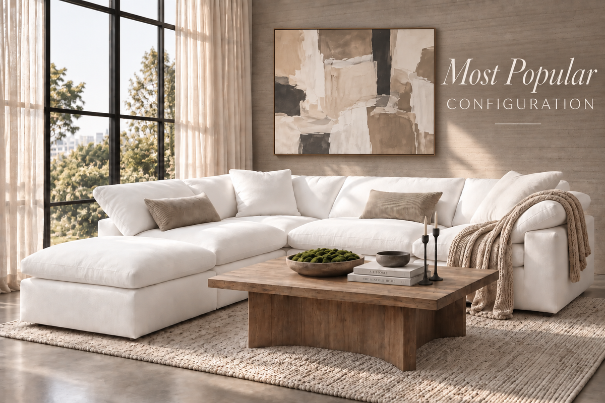 MOST POPULAR - 5-Cube Modular L-Sectional Sofa Soulfa Home 38" White NO