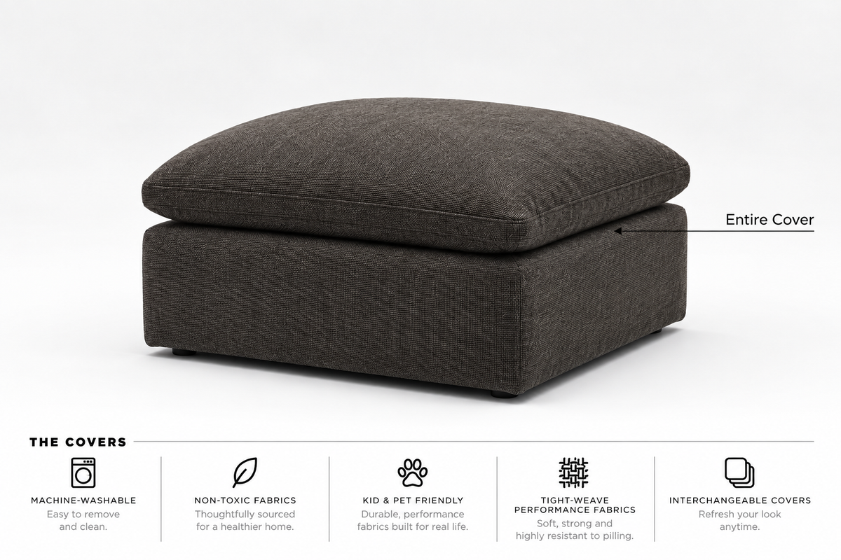 Ottoman Covers Modular Cubes Soulfa Home 38" Ottoman Entire Cover <b>NEW</b> Espresso