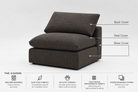 Armless Covers Modular Cubes Soulfa Home 38" Armless Back Cover <b>NEW</b> Espresso