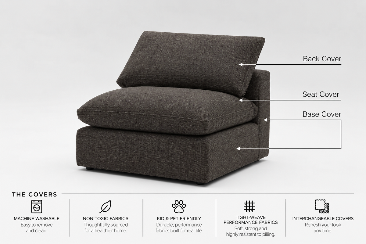 Armless Covers Modular Cubes Soulfa Home 38" Armless Back Cover <b>NEW</b> Espresso