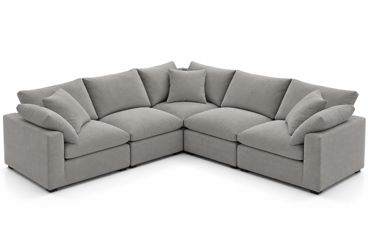 5-Cube Corner L-Sectional Soulfa Home 38" Fog Grey NO