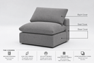 Armless Covers Modular Cubes Soulfa Home 38" Armless Back Cover Fog Grey