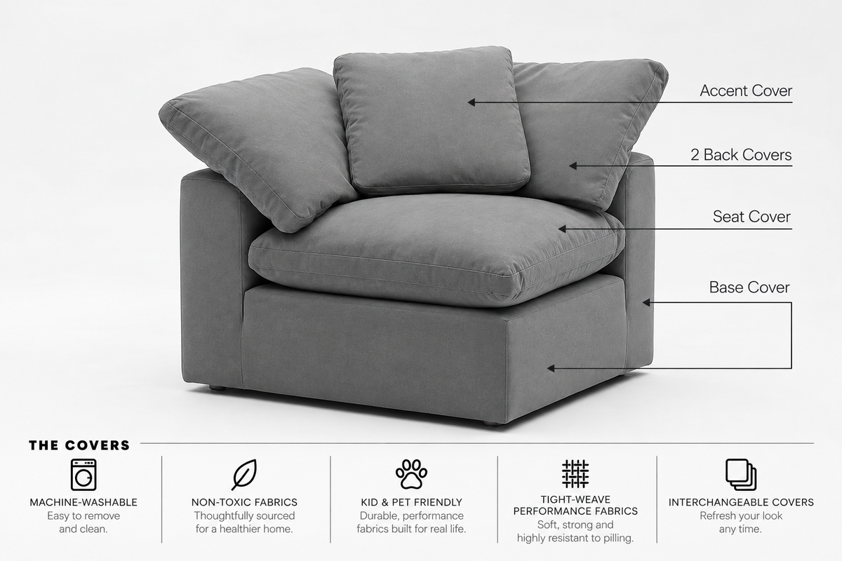 Corner Covers Modular Cubes Soulfa Home 38" Corner Accent Cover Fog Grey