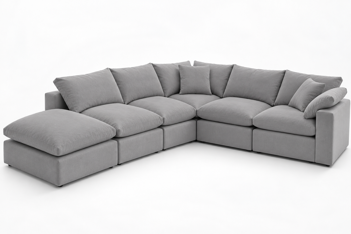 6-Cube Large Sectional or Movie Pit Soulfa Home 38" Fog Grey NO