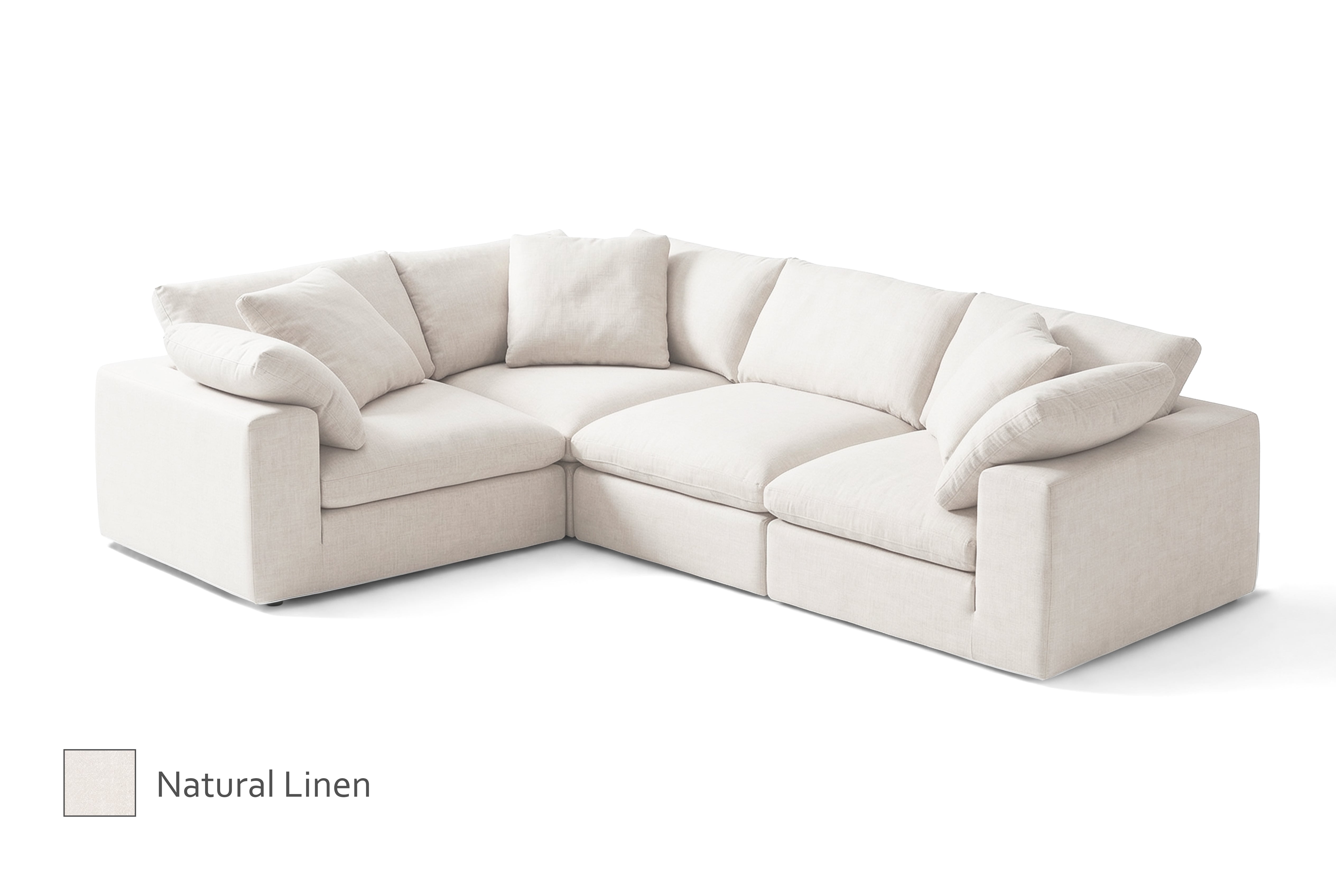 4-Cube Corner L-Sectional Soulfa Home 38" Natural Linen NO