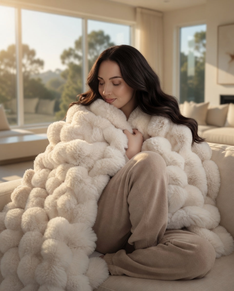 Snug Throw Blanket - Washable "Mink" Soulfa Home White