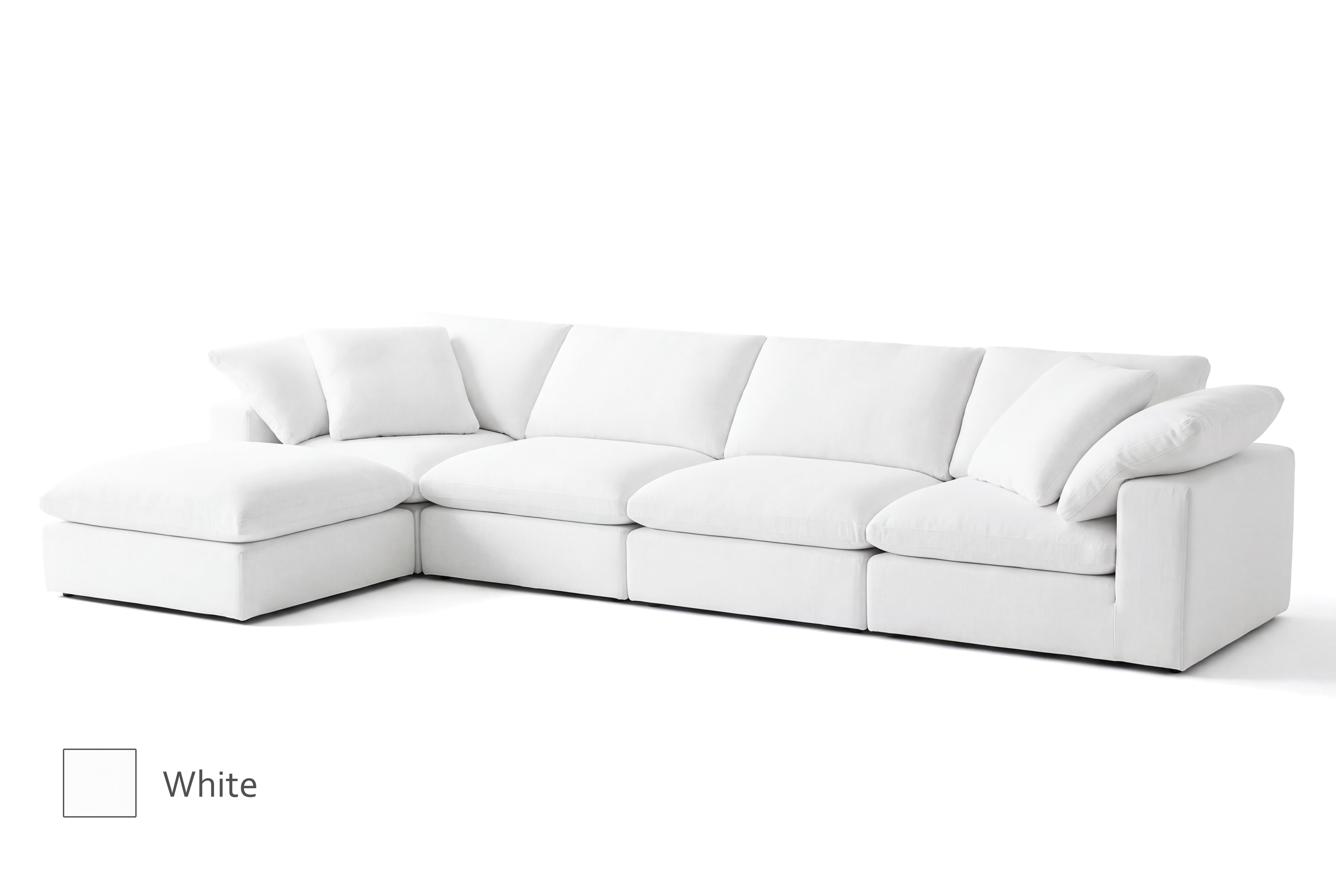 5-Cube Ottoman Chaise Sectional Soulfa Home 45" White NO