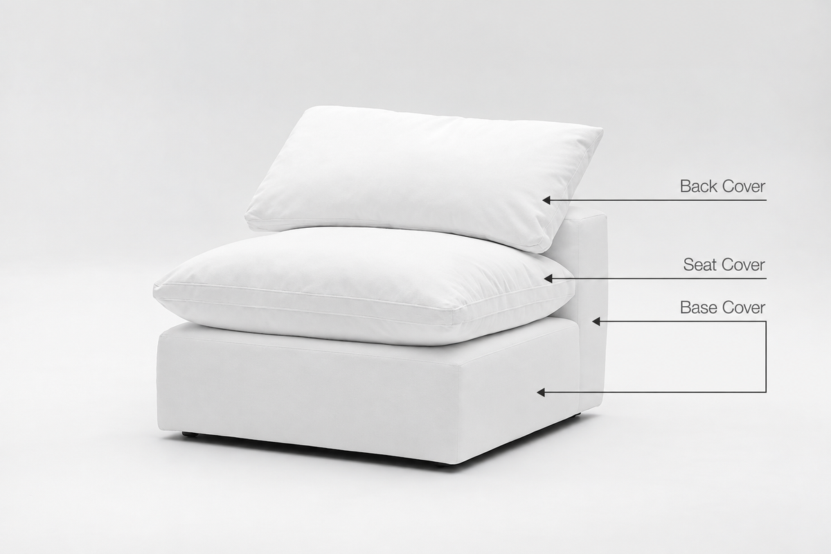 Armless Covers Modular Cubes Soulfa Home 38" Armless Back Cover White