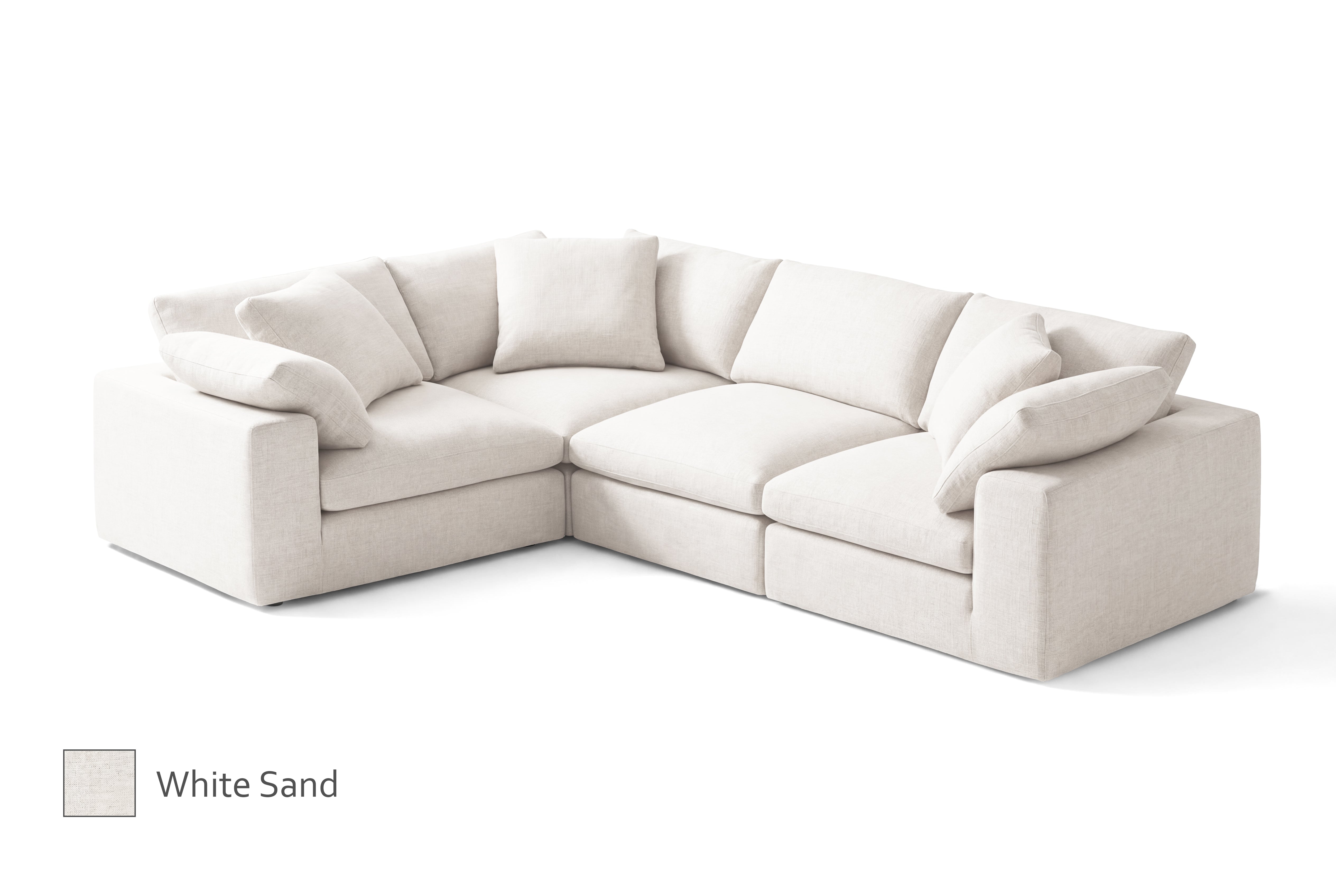 4-Cube Corner L-Sectional Soulfa Home 38" <b>NEW</b> White Sand NO