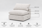 Armless Covers Modular Cubes Soulfa Home 38" Armless Back Cover <b>NEW</b> White Sand