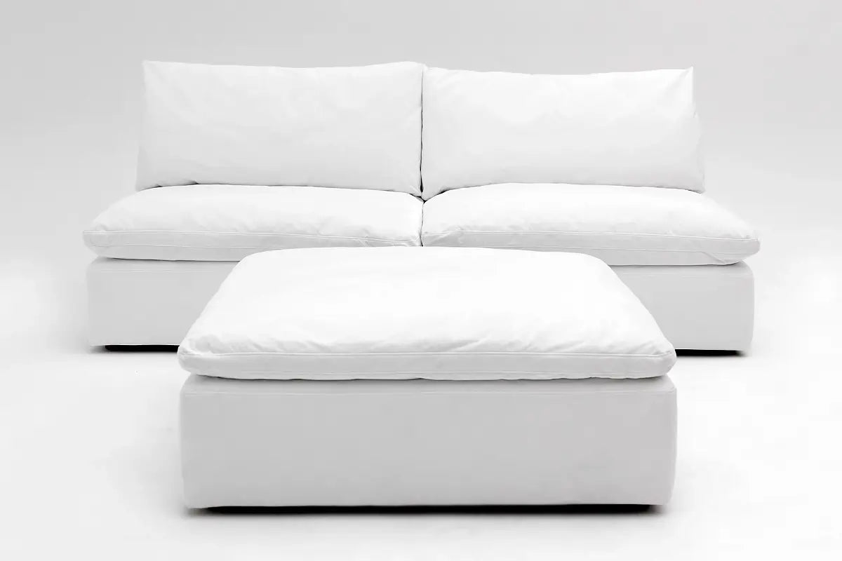 Soulfa 2-Cube Cloud Couch in white, modular, non-toxic, stain resistant, washable, armless loveseat sofa