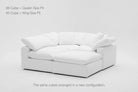 Soulfa 4-Cube Movie Pit Cloud Couch in white, modular sectional sofa chaise, non-toxic, stain resistant, washable
