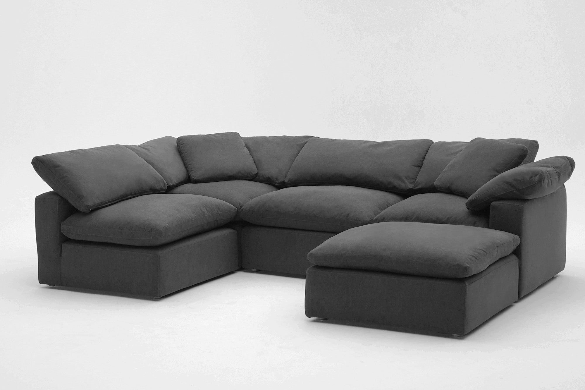 Soulfa 5-Cube Cloud Couch in charcoal modular, non-toxic, stain resistant, washable, sectional sofa converts to movie pit