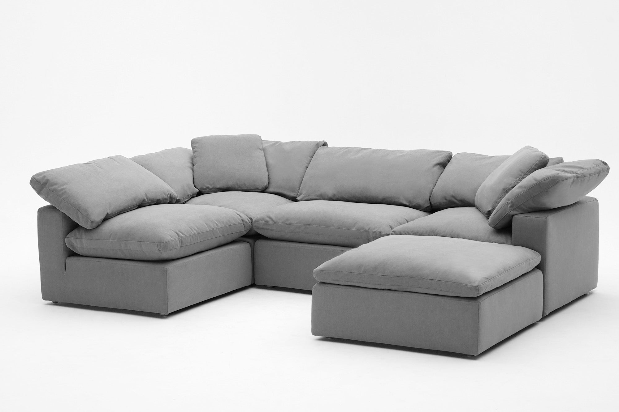 Soulfa 5-Cube Cloud Couch in fog grey, modular, non-toxic, stain resistant, washable, sectional sofa converts to movie pit
