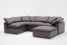 Soulfa 5-Cube Cloud Couch in grey leather, modular, non-toxic, stain resistant, washable, sectional sofa converts to movie pit